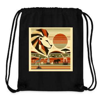 Geometric safari with majestic lion - Stanley/Stella Recycled Gym Bag - black - Front