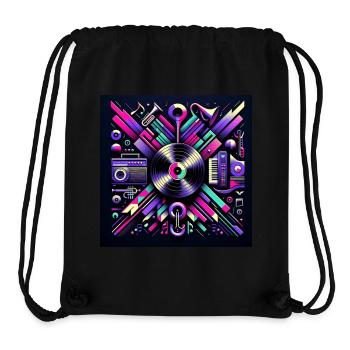 Disque vinyle néon – Rétro et moderne - Sac à cordon recyclé Stanley/Stella - noir - Devant