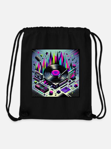Neon Plattenspieler Cityscape - Stanley/Stella recycelter Gym Bag - Schwarz