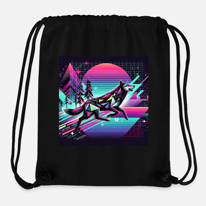 Neonwolf im Retro-Universum - Stanley/Stella recycelter Gym Bag - Schwarz