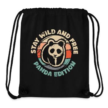 Restez sauvage et libre - Panda Edition Retro Design - Sac à cordon recyclé Stanley/Stella - noir - Devant