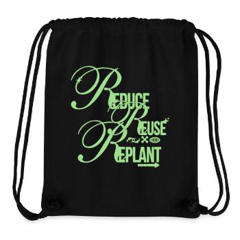 Eco Message – Reduce Reuse Replant - Stanley/Stella recycelter Gym Bag - Schwarz - Vorne