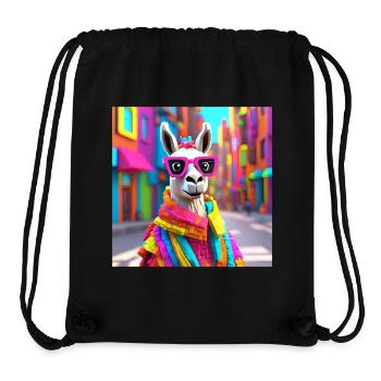 lama, alpaga, lama marrant - Sac à cordon recyclé Stanley/Stella - noir - Devant