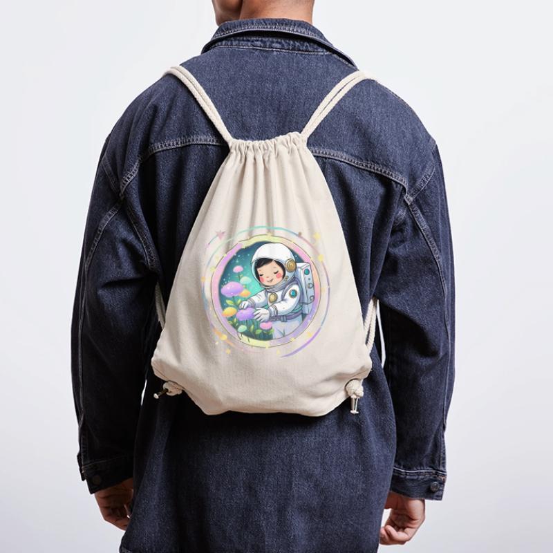 Fille astronaute avec des champignons - Conception spatiale mignonne Sac à cordon recyclé Stanley/Stella