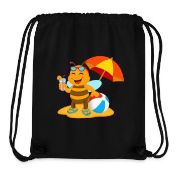 Abeille de plage - Sac à cordon recyclé Stanley/Stella - noir - Devant