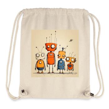 Robots Amicaux Illustrés Colorés - Sac à cordon recyclé Stanley/Stella - blanc naturel - Devant