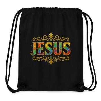JESUS Glitzer Gold Pailletten - Stanley/Stella recycelter Gym Bag - Schwarz - Vorne