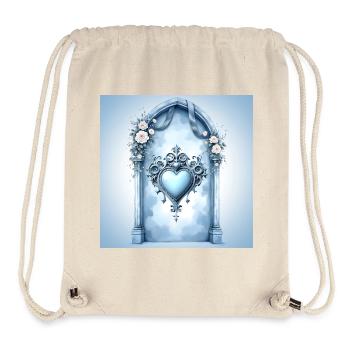 Cadre décoratif en forme de cœur de style baroque bleu - Sac à cordon recyclé Stanley/Stella - blanc naturel - Devant