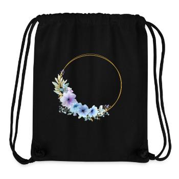 Blue, gold, green, floral wreath, customizable - Stanley/Stella Recycled Gym Bag - black - Front