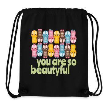 De jolies figurines kawaii vous êtes belle - Sac à cordon recyclé Stanley/Stella - noir - Devant