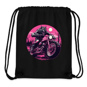 Werewolf on Motorcycle Neon Pink - Stanley/Stella Recycled Gym Bag - black - Front
