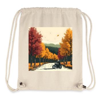 Block-Print Tree Row + Bike - Stanley/Stella recycelter Gym Bag - Naturweiß - Vorne