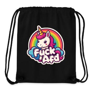 Einhorn FUCK AFD Unicorn Regenbogen Sticker  - Stanley/Stella recycelter Gym Bag - Schwarz - Vorne