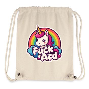 Einhorn FUCK AFD Unicorn Regenbogen Sticker  - Stanley/Stella recycelter Gym Bag - Naturweiß - Vorne
