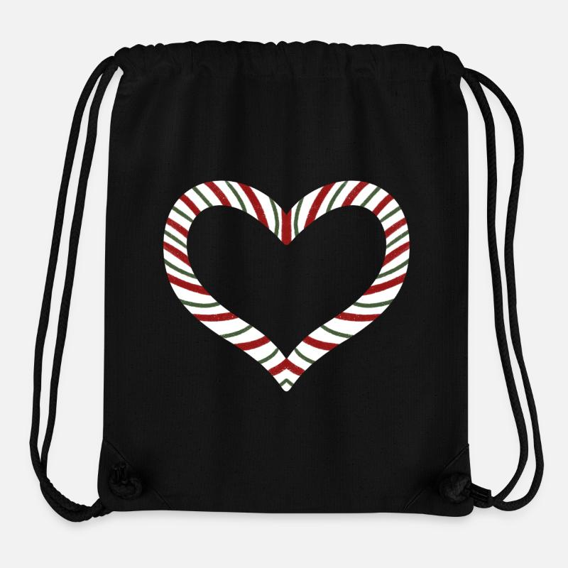 Candy Cane Rayé Coeur - Sac à cordon recyclé Stanley/Stella - noir