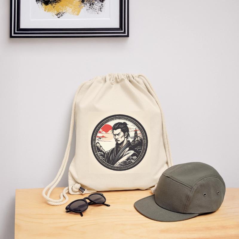 Samurai in circle frame sunset Stanley/Stella Recycled Gym Bag