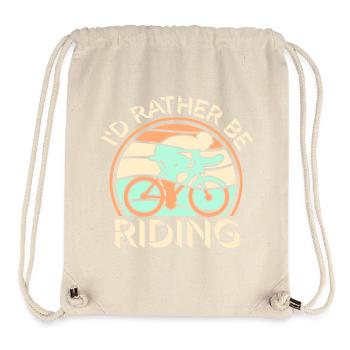 Cycliste vintage Je préfère rouler Logo rétro - Sac à cordon recyclé Stanley/Stella - blanc naturel - Devant