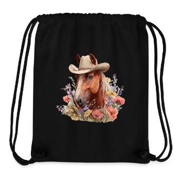 Pferd Cowboy Hut Western Blumen Floral - Stanley/Stella recycelter Gym Bag - Schwarz - Vorne