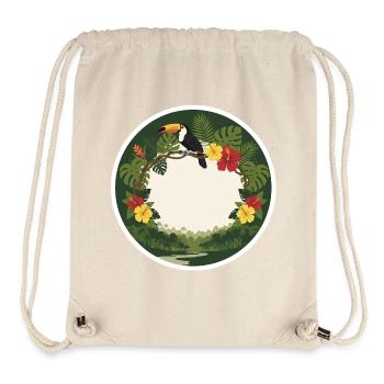 Tropische Tukane und kreisförmiges Laub - Stanley/Stella recycelter Gym Bag - Naturweiß - Vorne