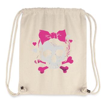 Pink Skull mit Zöpfen und Schleifen - Stanley/Stella recycelter Gym Bag - Naturweiß - Vorne