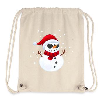 Bonhomme de neige cool avec des lunettes de soleil - Sac à cordon recyclé Stanley/Stella - blanc naturel - Devant