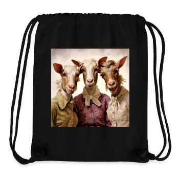 Trio rétro de chèvres dans le style vintage - Sac à cordon recyclé Stanley/Stella - noir - Devant