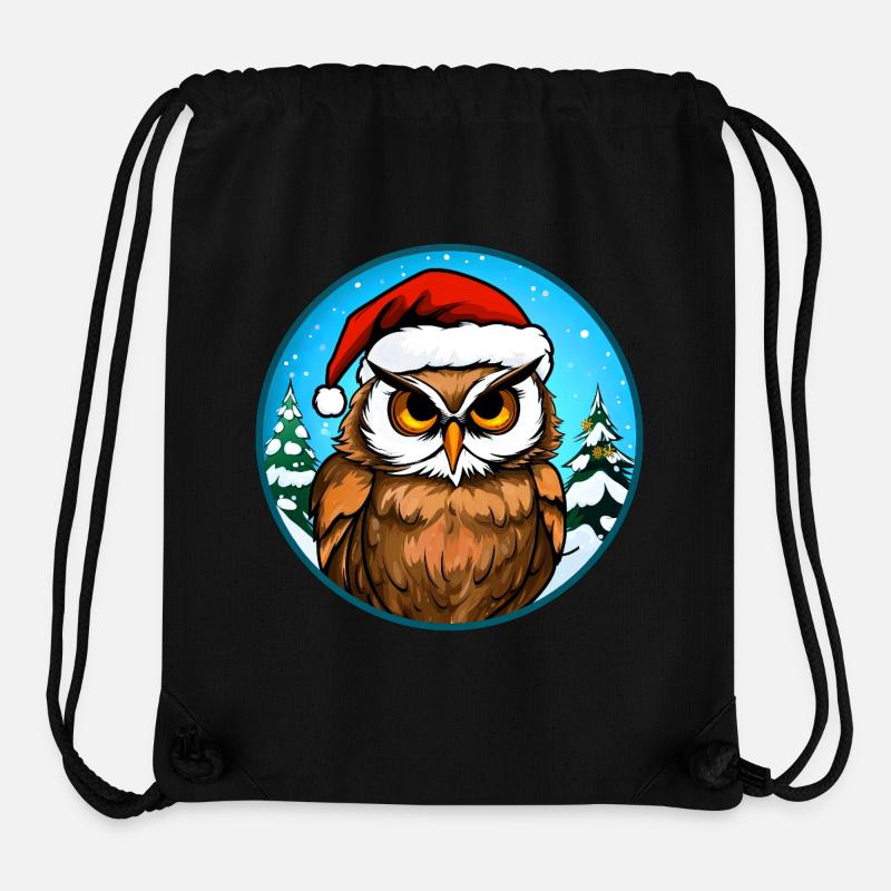 Hiboux Noël - Sac à cordon recyclé Stanley/Stella - noir