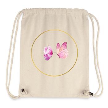 Watercolor Pink Butterfly in Circle - Stanley/Stella Recycled Gym Bag - natural - Front