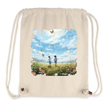Amis insouciants d’enfants en vol papillon - Sac à cordon recyclé Stanley/Stella - blanc naturel - Devant