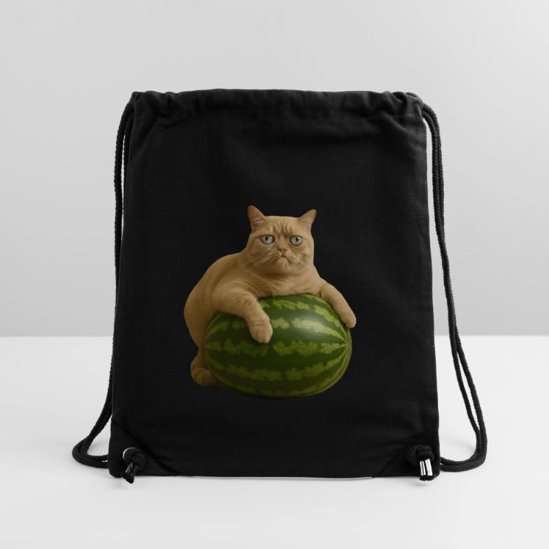 Chat sur pastèque - Mème drôle de chat Sac à cordon recyclé Stanley/Stella