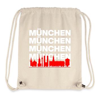 MÜNCHEN SKYLINE, STOLZ AUS BAYERN! MIR SAN MÜNCHEN - Stanley/Stella recycelter Gym Bag - Naturweiß - Vorne