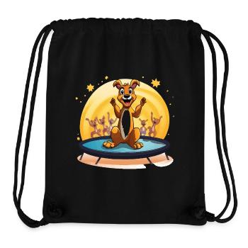 Fröhlicher Hund auf Trampolin - Stanley/Stella recycelter Gym Bag - Schwarz - Vorne