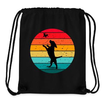 Dog Butterfly Forest Retro Sunset - Stanley/Stella Recycled Gym Bag - black - Front