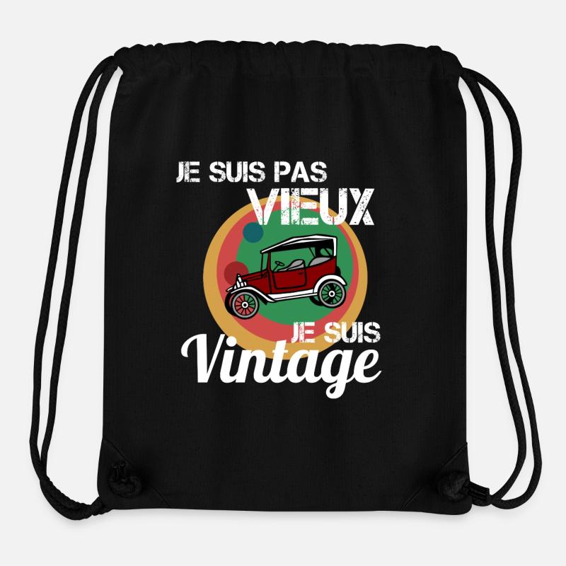 Je suis pas vieux Vintage automobile - Sac à cordon recyclé Stanley/Stella - noir