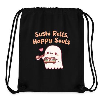 Cute Ghost Sushi Rolls Happy Souls Funny - Stanley/Stella Recycled Gym Bag - black - Front