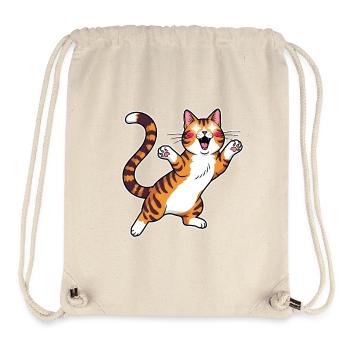 Fröhliche getigerte Katze Sprungfreude - Stanley/Stella recycelter Gym Bag - Naturweiß - Vorne