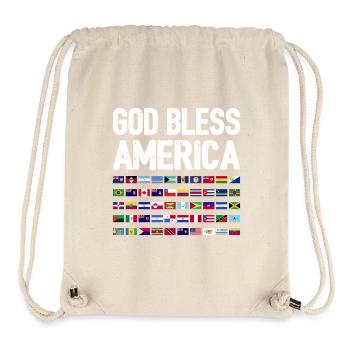 Que Dieu bénisse l’Amérique Continent Tous les pays Patrimoine - Sac à cordon recyclé Stanley/Stella - blanc naturel - Devant