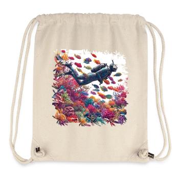 Unterwasser Taucher im bunten Korallenriff - Stanley/Stella recycelter Gym Bag - Naturweiß - Vorne