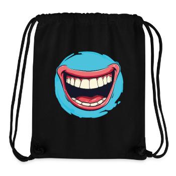 Laughing Cartoon mouth wide open with red lips - Stanley/Stella Recycled Gym Bag - black - Front