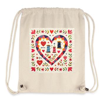 Patchwork Herz mit Garnen - Stanley/Stella recycelter Gym Bag - Naturweiß - Vorne