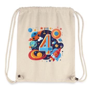 Weltraum 4er Geburtstag Raketenwelt - Stanley/Stella recycelter Gym Bag - Naturweiß - Vorne