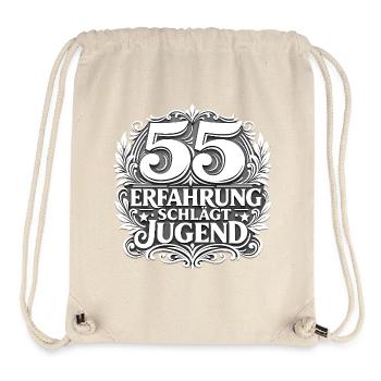 55 Erfahrung schlägt Jugend - Stanley/Stella recycelter Gym Bag - Naturweiß - Vorne