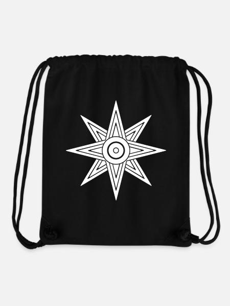 Inanna Star - Déesse Ishtar Soleil - Sac à cordon recyclé Stanley/Stella - noir