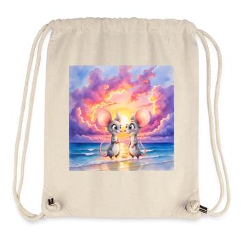 Little mice at sunset on the beach - Stanley/Stella Recycled Gym Bag - natural - Front