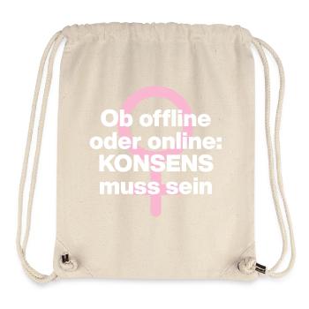 OB OFFLINE ODER ONLINE: KONSENS! ♀ FEMALE POWER - Stanley/Stella recycelter Gym Bag - Naturweiß - Vorne