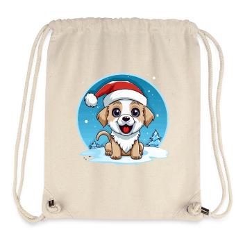 Winter dog with santa hat - Stanley/Stella Recycled Gym Bag - natural - Front