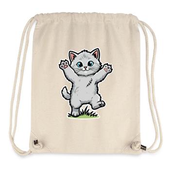 Graues Kätzchen: Glückliche Pfoten in der Luft Spaßporträt - Stanley/Stella recycelter Gym Bag - Naturweiß - Vorne