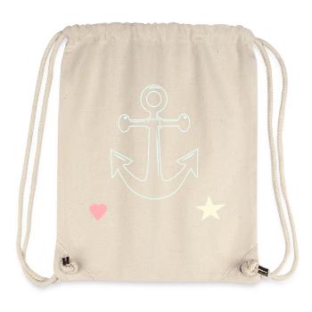 Anchor Lines Motif Heart Star - Stanley/Stella Recycled Gym Bag - natural - Front