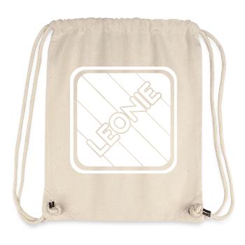 Lettrage Leonie sur bandes diagonales - Sac à cordon recyclé Stanley/Stella - blanc naturel - Devant