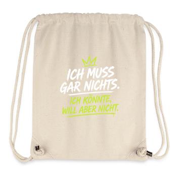 Ich Könnte Will Aber Nicht – Neon Krone - Stanley/Stella recycelter Gym Bag - Naturweiß - Vorne